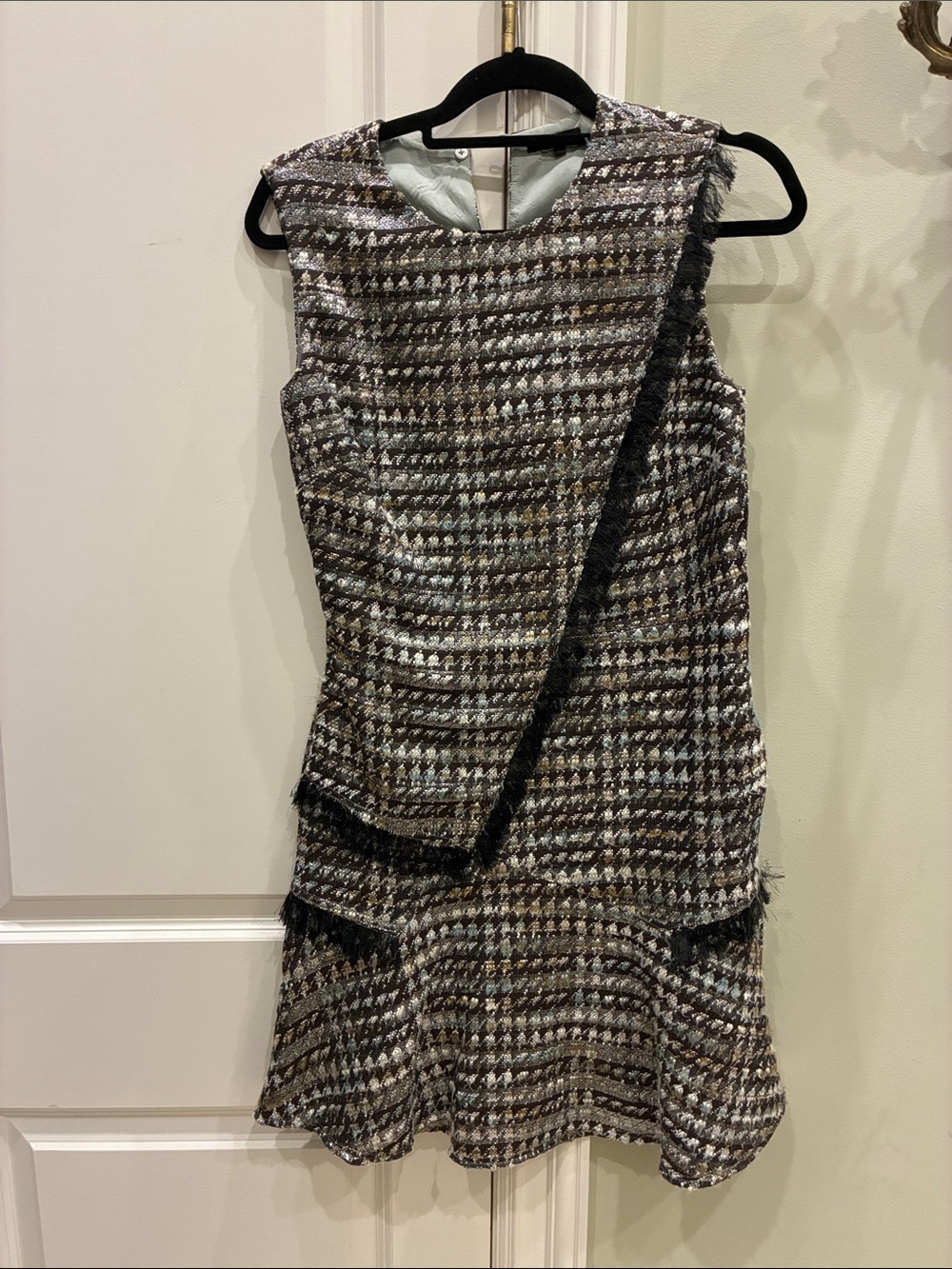 Sleeveless Tweed chanel like Dress in Brown & Cream